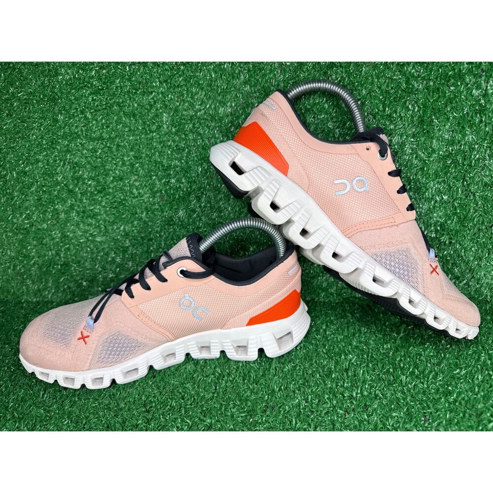 On Running Cloud X Women Size 7 Pink Orange Running Comfort Sneakers 60.98691 - Picture 4 of 9